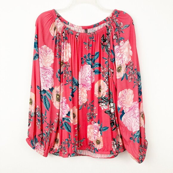 NWT Anthropologie Cascais Peasant Top Size L Pink Rose Floral Off-the-Shoulder - Picture 3 of 11
